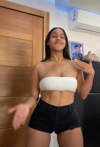 3. Sexy Camila Mejia Shows Cleavage in White Tube Top and Bouncing Boobs