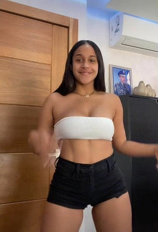 4. Sexy Camila Mejia Shows Cleavage in White Tube Top and Bouncing Boobs