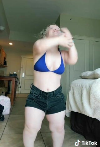 6. Sexy Cassandra Mae Davis Shows Cleavage in Blue Bikini Top and Bouncing Breasts