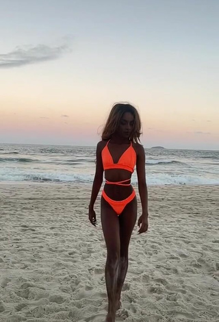 Cute diveludo in Electric Orange Bikini at the Beach