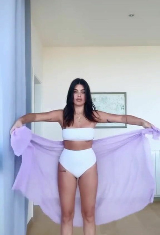 2. Sexy Aida Domenech Shows Cleavage in White Bikini