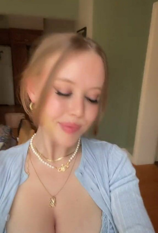 Cute Emily_kyte Shows Cleavage in Blue Crop Top and Bouncing Boobs