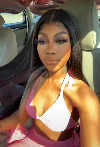 1. Beautiful Essieebaee Shows Cleavage in Sexy Pink Crop Top