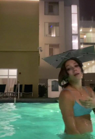 1. Hot Abby Fenwick Shows Cleavage in Blue Bikini Top at the Pool