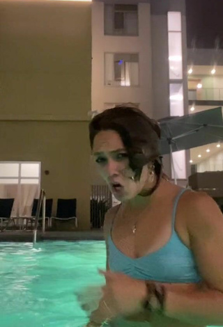 4. Hot Abby Fenwick Shows Cleavage in Blue Bikini Top at the Pool