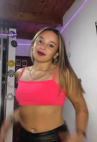 Sexy Franchu Lamanna Shows Cleavage in Pink Crop Top