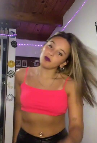 3. Sexy Franchu Lamanna Shows Cleavage in Pink Crop Top