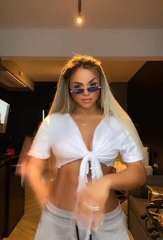 3. Alluring Gabily Shows Cleavage in Erotic White Crop Top