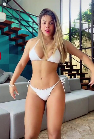 3. Attractive Gabily Shows Cleavage in White Bikini and Bouncing Breasts