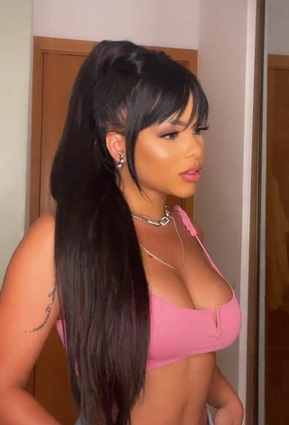 Sexy Gabily Shows Cleavage in Pink Bikini Top