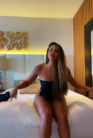 6. Sexy Gabily Shows Cleavage in Black Swimsuit