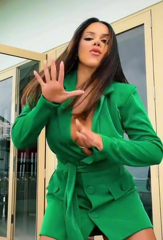 2. Sexy Gabily Shows Cleavage in Green Dress and Bouncing Breasts