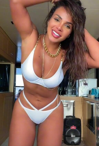 Hottie Gabily Shows Cleavage in White Bikini and Bouncing Boobs