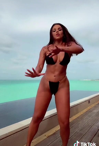 3. Beautiful Gabily Shows Cleavage in Sexy Black Bikini and Bouncing Boobs