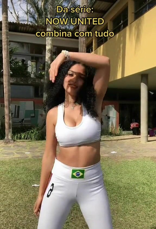 5. Sexy Gleijysa Shows Cleavage in White Sport Bra and Bouncing Boobs