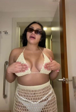 6. Hottie Alma Ramirez Shows Cleavage in Beige Bikini Top