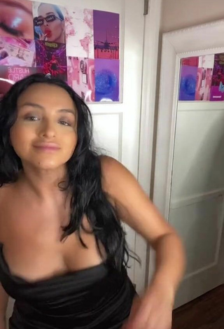 3. Seductive Alma Ramirez Shows Cleavage in Black Dress and Bouncing Tits