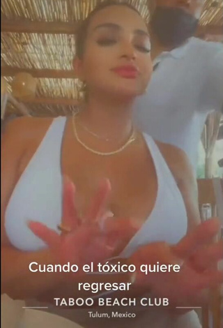 2. Sexy Alma Ramirez Shows Cleavage in White Bikini Top and Bouncing Boobs