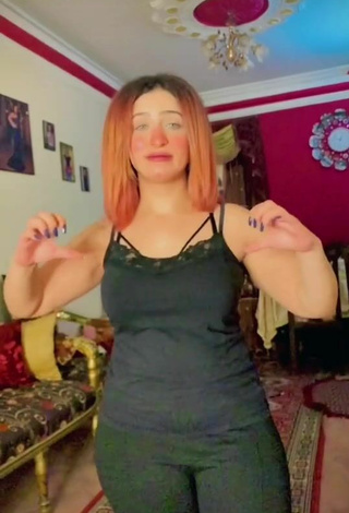 2. Sexy Israa Nageeb in Black Tank Top and Bouncing Breasts
