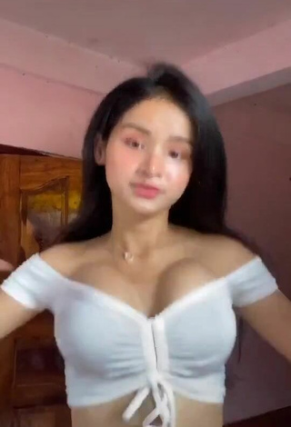 1. Beautiful Rita Gaviola Shows Cleavage in Sexy White Crop Top and Bouncing Breasts