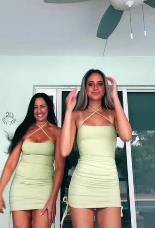 2. Beautiful Jada Jenkins Shows Cleavage in Sexy Olive Dress