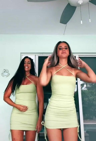 3. Beautiful Jada Jenkins Shows Cleavage in Sexy Olive Dress