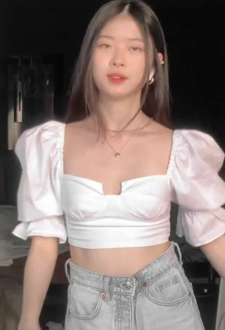 Sweetie Julia Hayama Shows Cleavage in White Crop Top