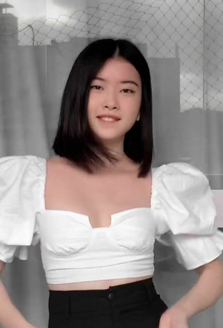 6. Hot Julia Hayama Shows Cleavage in White Crop Top
