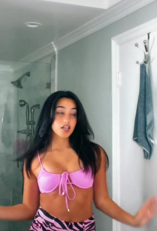 Hot Karina Prieto Shows Cleavage in Pink Bikini Top