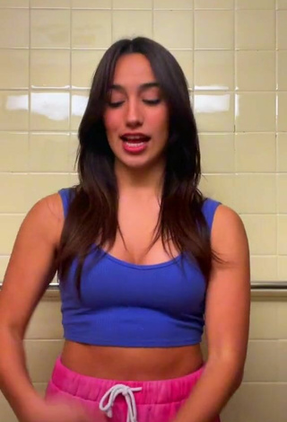 6. Sexy Karina Prieto Shows Cleavage in Blue Crop Top and Bouncing Boobs