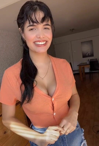 2. Lovely KeyZaraOfficial Shows Cleavage in Orange Crop Top and Bouncing Tits