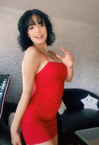 Sweetie KeyZaraOfficial Shows Cleavage in Red Dress