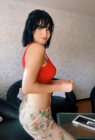 3. Hot KeyZaraOfficial in Red Crop Top and Bouncing Tits
