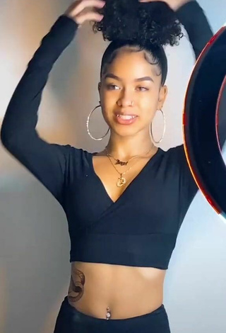 Lanii Kay shows Sexy Black Crop Top and Cleavage