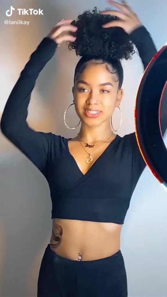 Lanii Kay Shows Sexy Black Crop Top And Cleavage