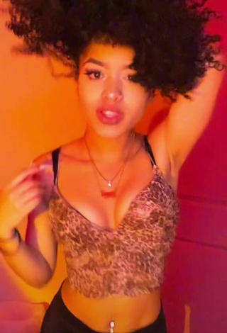 2. Pretty Lanii Kay Shows Cleavage in Leopard Crop Top