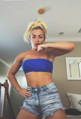 2. Sexy Mandy Rose Shows Cleavage in Blue Tube Top