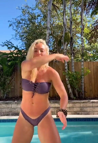 4. Hottie Mandy Rose Shows Cleavage in Purple Bikini and Bouncing Breasts