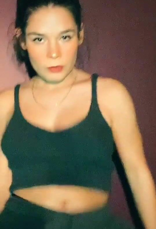 Sexy Margaux Letellier Shows Cleavage in Black Crop Top and Bouncing Tits