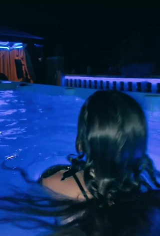 Sexy Marina in Black Bikini at the Swimming Pool