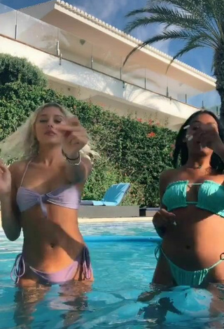 2. Beautiful Maryne Ponsard Shows Cleavage in Sexy Bikini at the Pool
