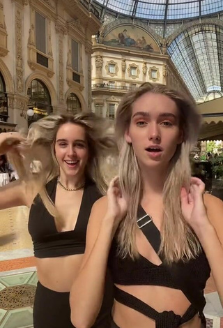 5. Hot Maxime & Sophie Shows Cleavage in Black Crop Top and Bouncing Boobs