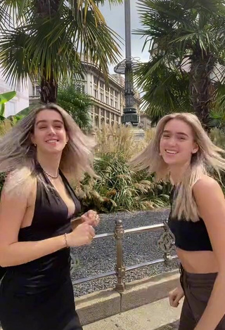 4. Sexy Maxime & Sophie Shows Cleavage in Black Crop Top and Bouncing Boobs