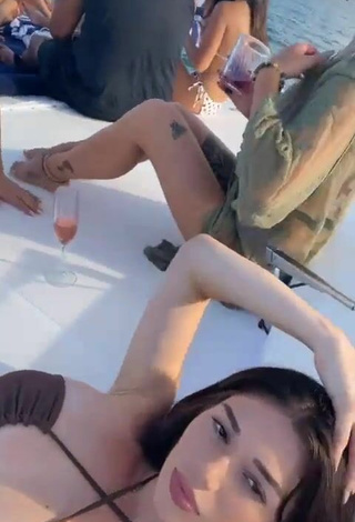 3. Sexy Maia Kvitashvili in Brown Bikini Top on a Boat