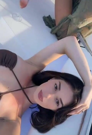 6. Sexy Maia Kvitashvili in Brown Bikini Top on a Boat