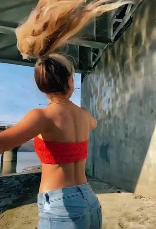 2. Sexy Morgan Moyer in Red Tube Top at the Beach