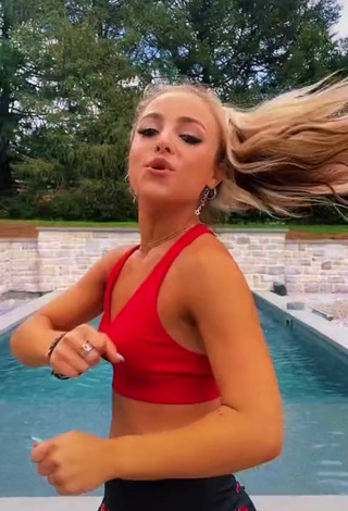 5. Cute Morgan Moyer in Red Bikini Top at the Pool