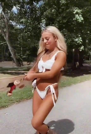 Sexy Morgan Moyer in White Bikini in a Street