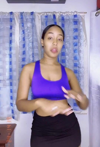 5. Sexy Nany Flow Shows Cleavage in Blue Sport Bra and Bouncing Boobs