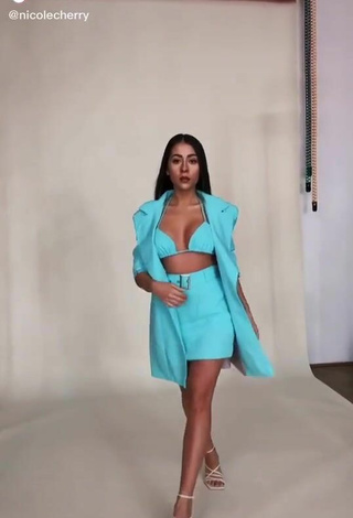 2. Sexy Nicole Cherry Shows Cleavage in Blue Bikini Top